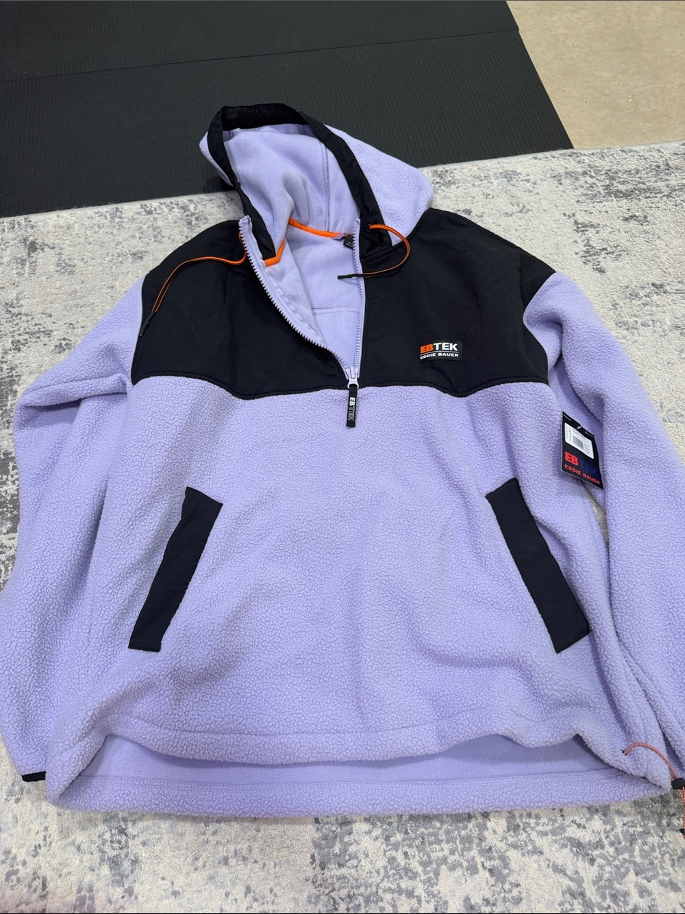 Eddie Bauer Lavender and Black Half-Zip Fleece Pullover